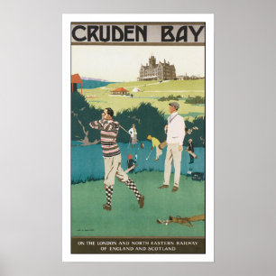 Poster Vintage voyage Cruden Bay Jouer au golf