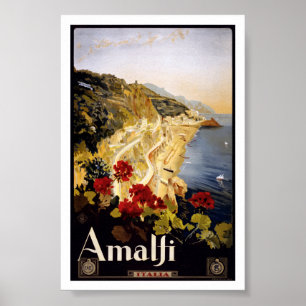 Poster Vintage voyage d'Amalfi Italie Italie