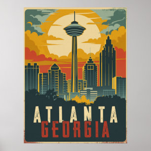 Poster Vintage voyage d'Atlanta, Géorgie