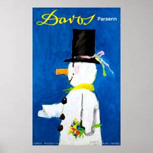 Poster Vintage voyage Davos Parsenn Suisse