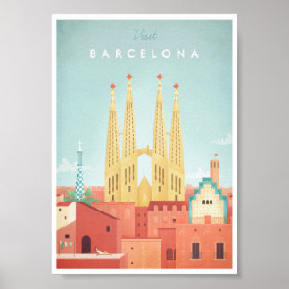 Poster Vintage voyage de Barcelone