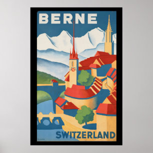 Poster Vintage voyage de Berne Suisse