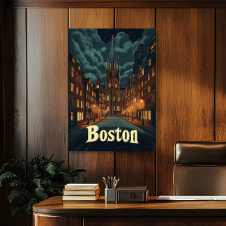 Poster Vintage voyage de Boston