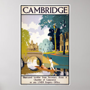 Poster Vintage voyage de Cambridge restauré