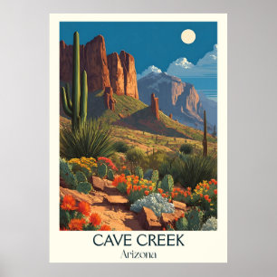 Poster Vintage voyage de Cave Creek Arizona   Retr