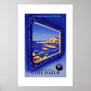 Poster Vintage voyage de Cote d'Azur France