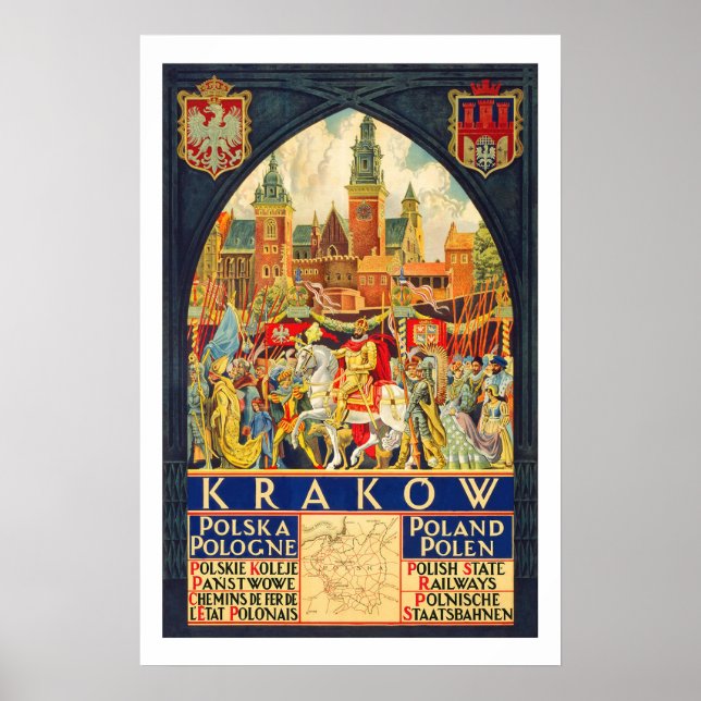 Poster Vintage voyage de Cracovie Pologne (Devant)