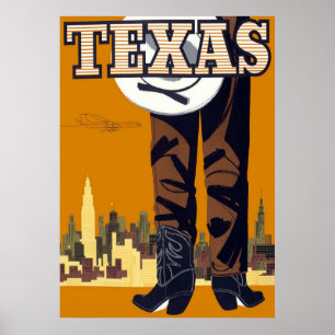 Poster Vintage voyage de ~ du Texas