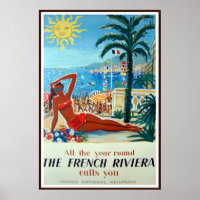 Poster Vintage voyage de la Côte d'Azur