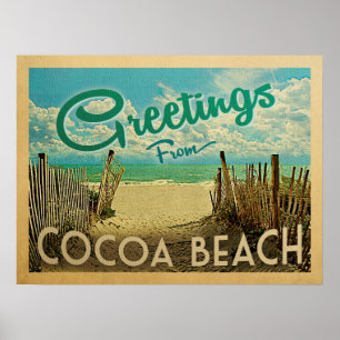 Poster Vintage voyage de la plage de Cocoa