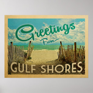 Poster Vintage voyage de la plage de Gulf Shores