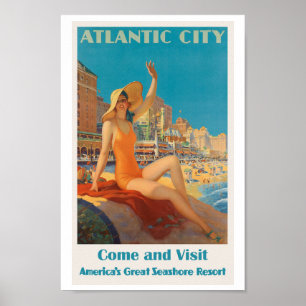 Poster Vintage voyage de la ville Atlantique