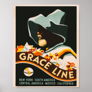 Poster Vintage voyage de ligne de grâce