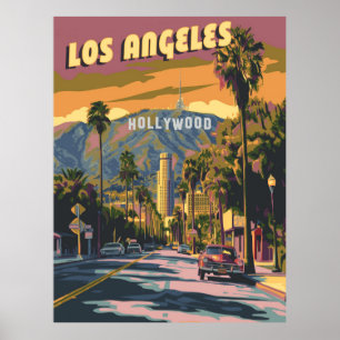 Poster Vintage voyage de Los Angeles en Californie
