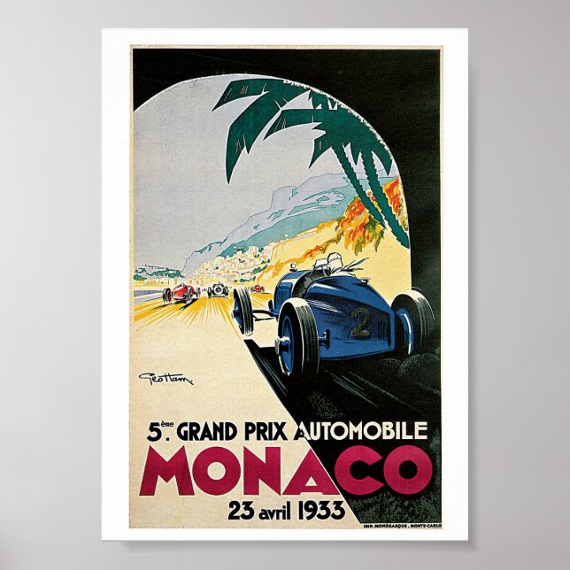 Poster Vintage voyage de Monaco (Devant)