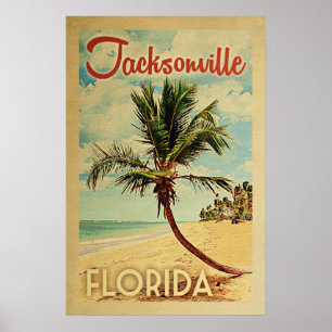 Poster Vintage voyage de palmier de Jacksonville