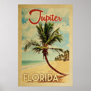 Poster Vintage voyage de palmier de Jupiter