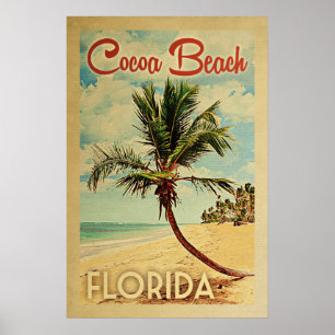 Poster Vintage voyage de palmier de plage de cacao