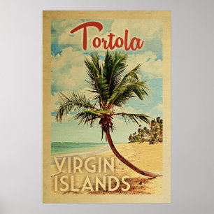 Poster Vintage voyage de palmier de Tortola