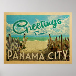 Poster Vintage voyage de plage de Panamá City