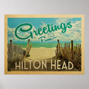 Poster Vintage voyage de plage Hilton Head