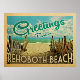 Poster Vintage voyage de plage Rehoboth