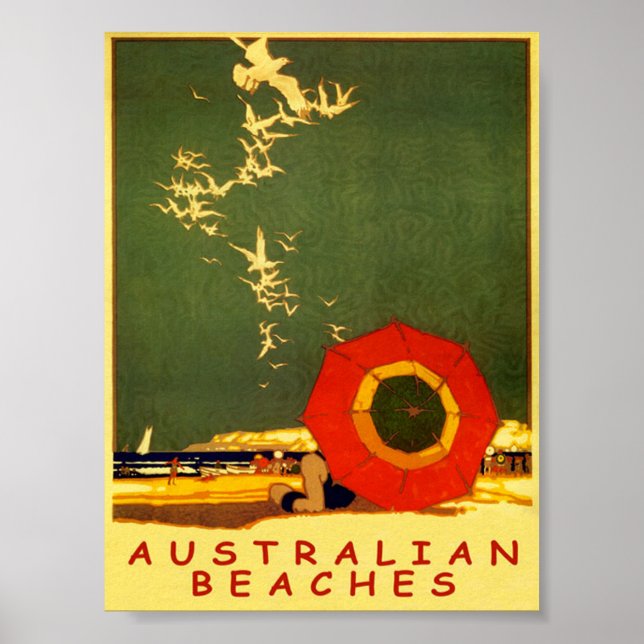 Poster Vintage voyage de plages Australie (Devant)