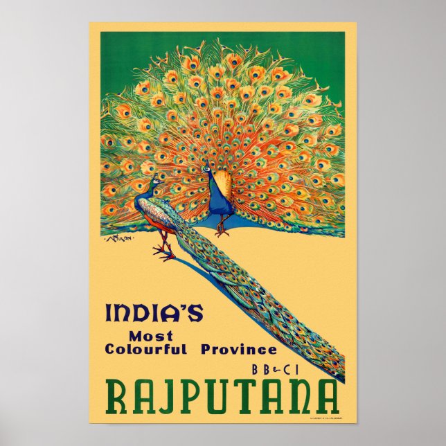 Poster Vintage voyage de Rajputana Inde (Devant)