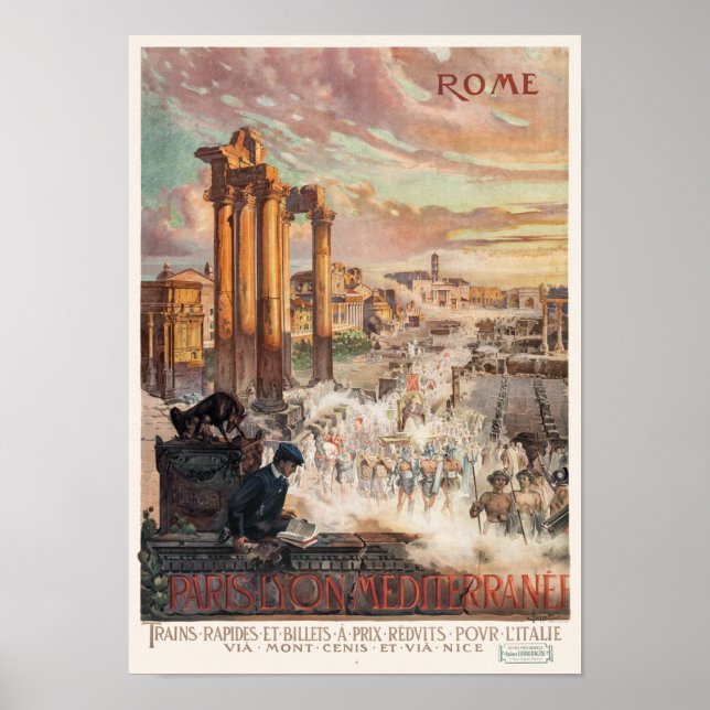 Poster Vintage voyage de Rome 1906 (Devant)