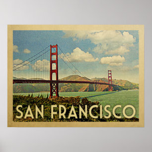Poster Vintage voyage de San Francisco golden gate bridge