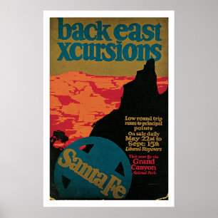 Poster Vintage voyage de Santa Fe, Nouveau Mexique