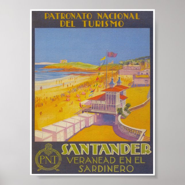 Poster Vintage voyage de Santander Espagne (Devant)