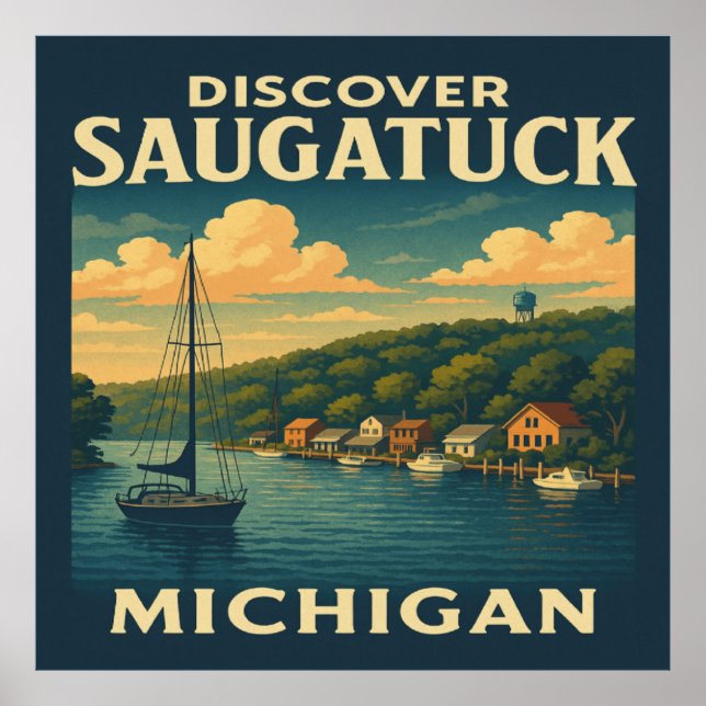 Poster Vintage voyage de Saugatuck Michigan (Devant)