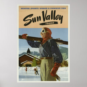 Poster Vintage voyage de sports d'hiver de Sun Valley