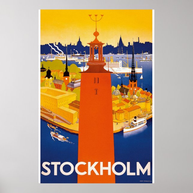 Poster Vintage voyage de Stockholm (Devant)