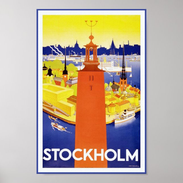 Poster Vintage voyage de Stockholm (Devant)
