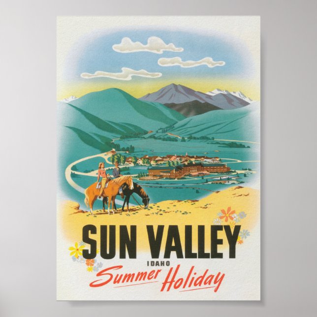 Poster Vintage voyage de vacances d'été Sun Valley Idaho (Devant)