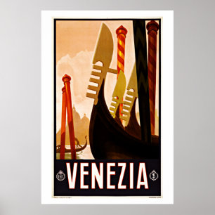 Poster Vintage voyage de Venezia, Venise, Italie