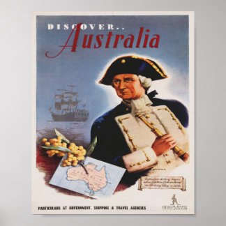Poster Vintage voyage Découvrez l'Australie