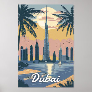 Poster Vintage voyage des Émirats arabes unis de Dubaï