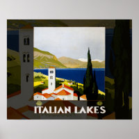 Poster Vintage voyage des lacs italiens Art