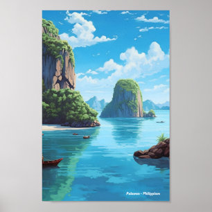 Poster Vintage voyage des Philippines Palawan