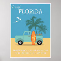 Poster Vintage voyage des plages de Floride