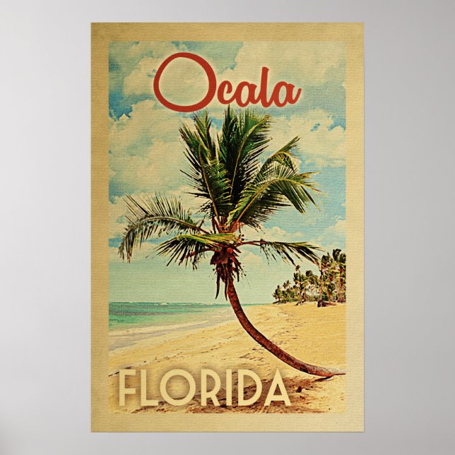 Poster Vintage voyage d'Ocala Palm Tree (Devant)