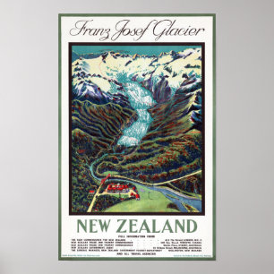 Poster Vintage voyage du glacier Franz Josef