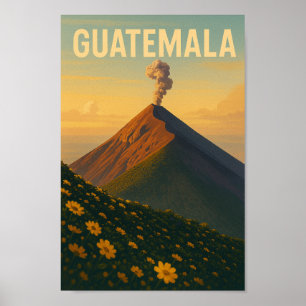 Poster Vintage voyage du Guatemala - Volcano Wall 