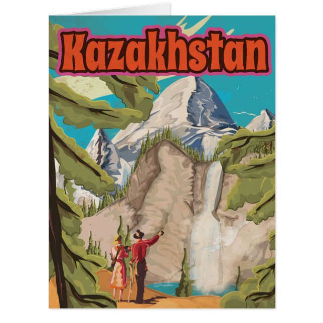 Poster Vintage voyage du Kazakhstan (Devant)