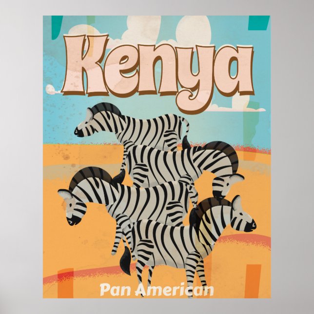 Poster Vintage voyage du Kenya (Devant)