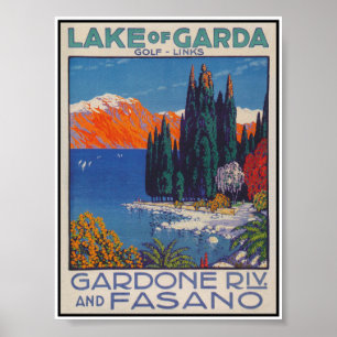 Poster Vintage voyage du lac de Garde Italie