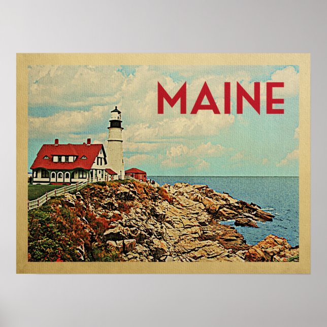 Poster Vintage voyage du Maine (Devant)